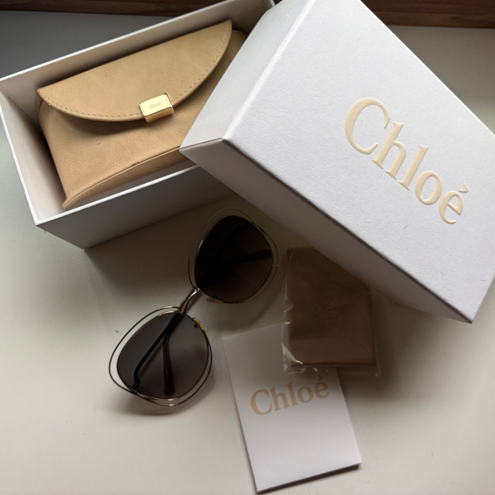 Chloé Gold and Brown Sunglasses